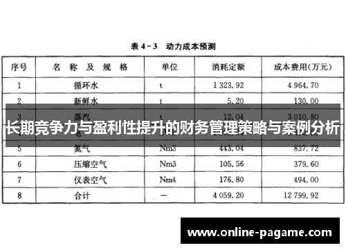 长期竞争力与盈利性提升的财务管理策略与案例分析